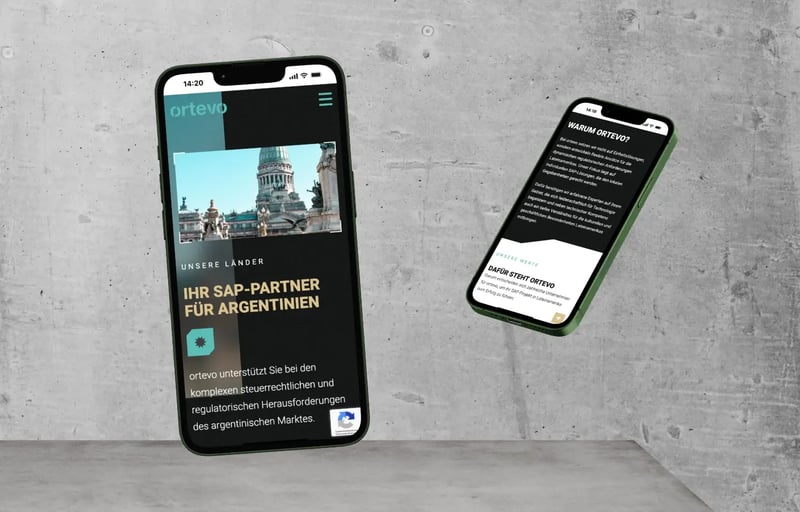 Mockup der neuen Website von Ortevo